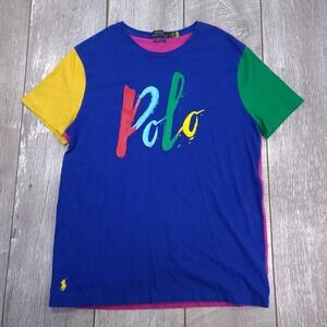 Polo Ralph Lauren Mens Color Block-Shirt Size Large Custom Slim Fit Short Sleeve